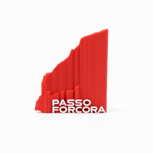 Profilo altimetrico 3D Passo Forcora rosso, souvenir ciclistico compatto"